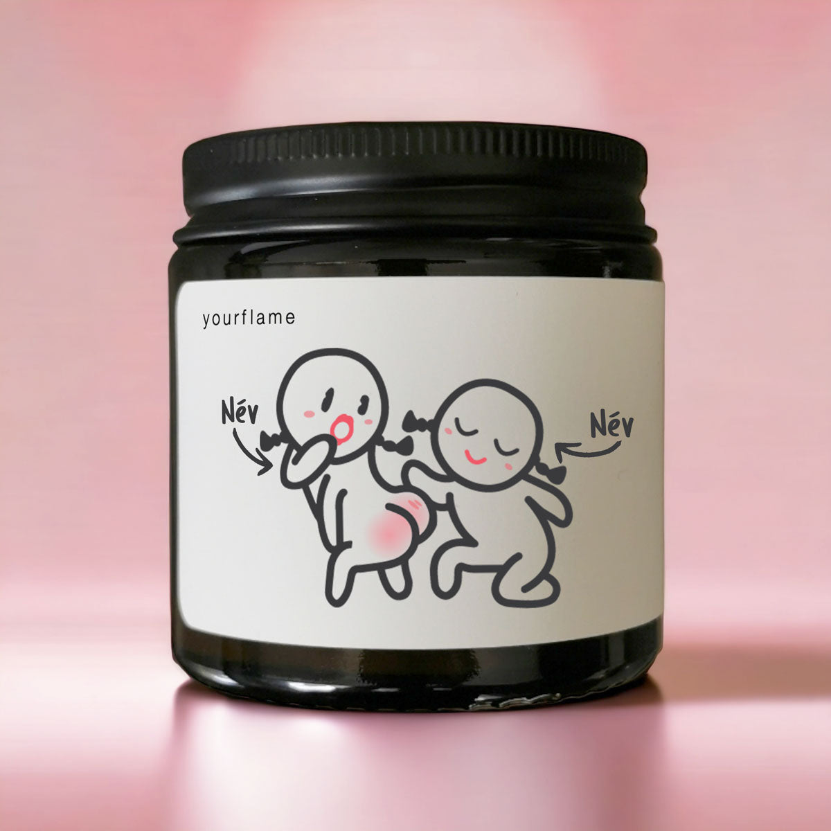 Szerelmes illatgyertya huncut figurákkal, saját nevekkel